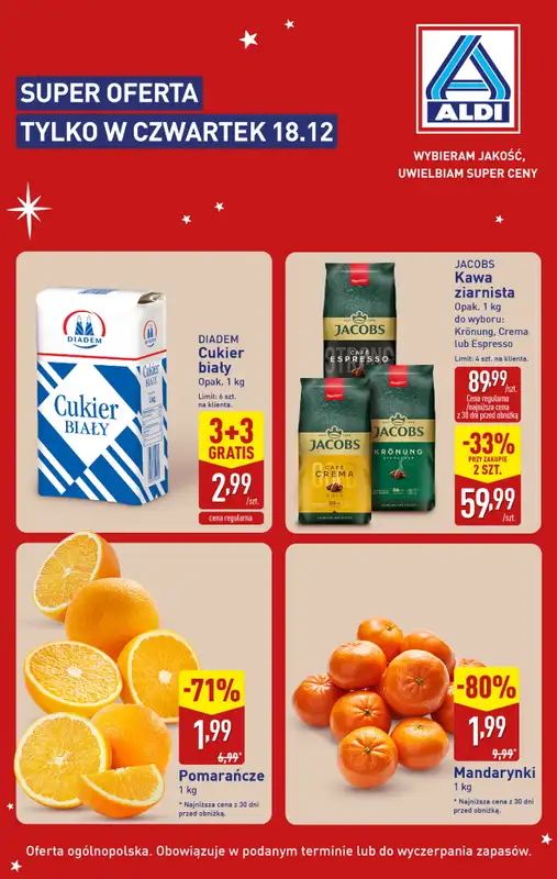 Aldi - gazetka promocyjna Super oferta tylko w czwartek 18.12!  