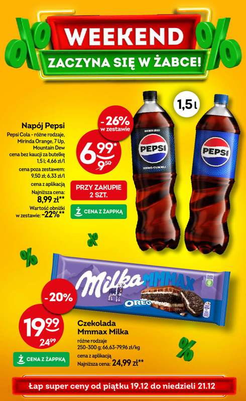 Żabka - gazetka promocyjna Gazetka weekendowa od piątku 19.12 do niedzieli 21.12