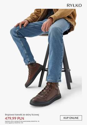 Brązowe trzewiki ze skóry licowej