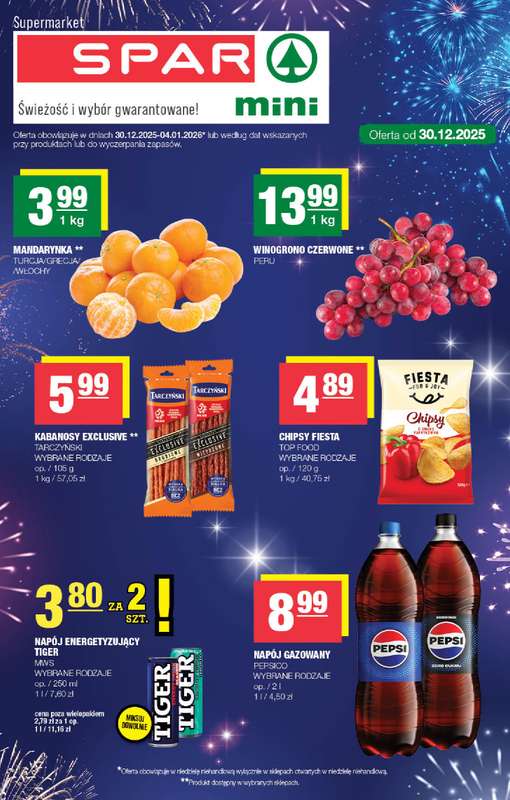 SPAR - gazetka promocyjna Gazetka Spar Mini od wtorku 30.12 do niedzieli 04.01
