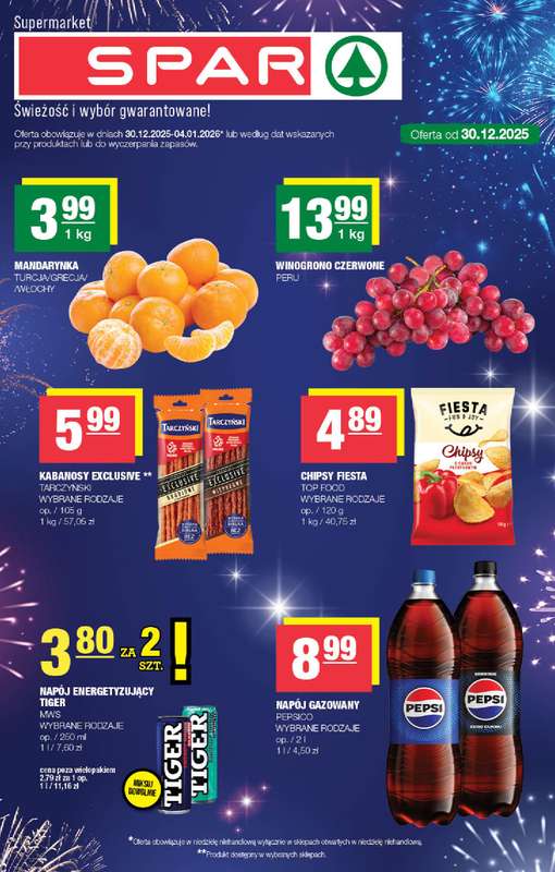 SPAR - gazetka promocyjna Gazetka Spar od wtorku 30.12 do niedzieli 04.01