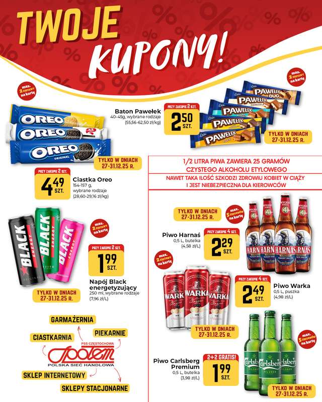 Społem Częstochowa - gazetka promocyjna Plakaty promocyjne od soboty 27.12 do środy 31.12