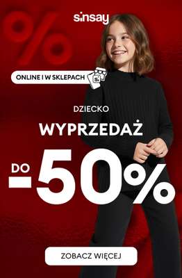 Sinsay - gazetka promocyjna Wyprzedaż do -50% | Dziecko od czwartku 18.12 