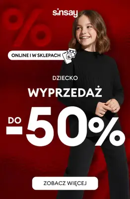 Sinsay - gazetka promocyjna Wyprzedaż do -50% | Dziecko od czwartku 18.12 
