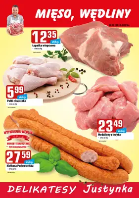 Delikatesy Justynka - gazetka promocyjna Plakaty promocyjne od czwartku 18.12 do niedzieli 21.12