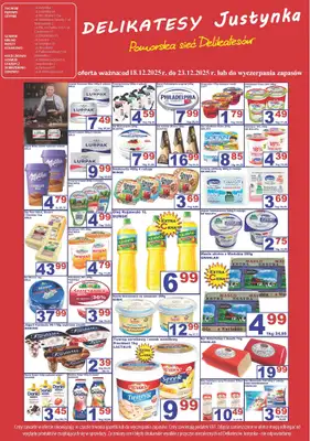 Delikatesy Justynka - gazetka promocyjna Gazetka od czwartku 18.12 do wtorku 23.12