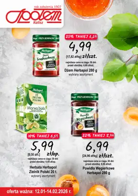 Społem - Blisko i Korzystnie - gazetka promocyjna Plakat promocyjny PSS Kalisz od poniedziałku 12.01 do soboty 14.02