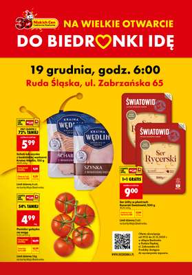 Biedronka - gazetka promocyjna BIEDRONKA WIELKIE OTWARCIE! RUDA ŚLĄSKA, UL. Zabrzańska 65 od piątku 19.12 do niedzieli 21.12
