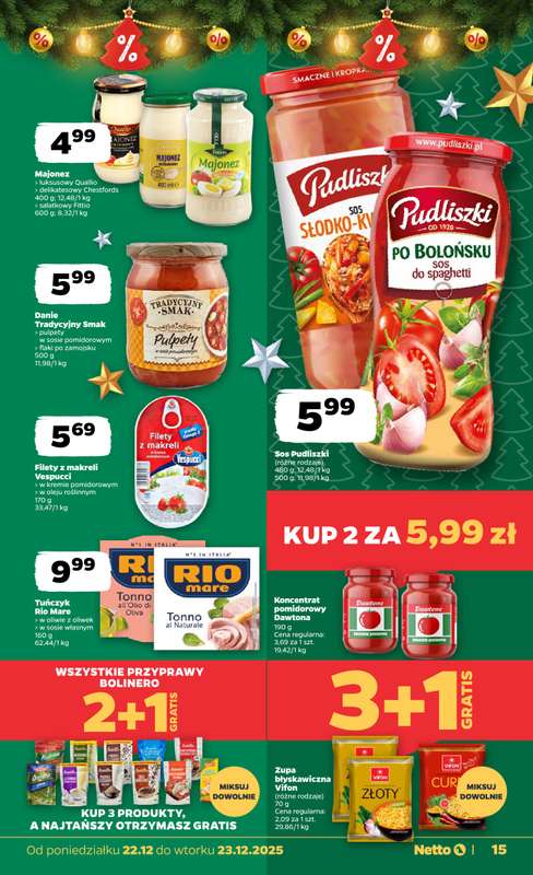 Netto - gazetka promocyjna Gazetka Spożywcza od poniedziałku 22.12 do wtorku 23.12 - strona 15