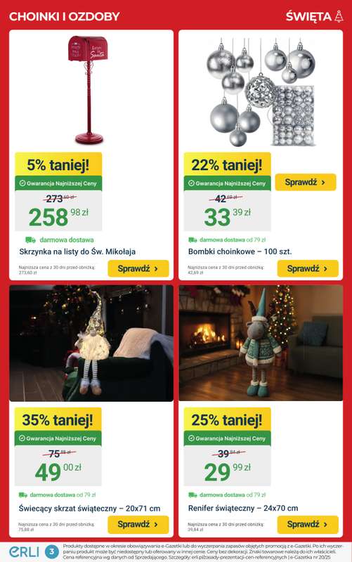 ERLI - gazetka promocyjna MEGA RABATY na dekoracje i meble do domu! od piątku 19.12 do niedzieli 21.12 - strona 3