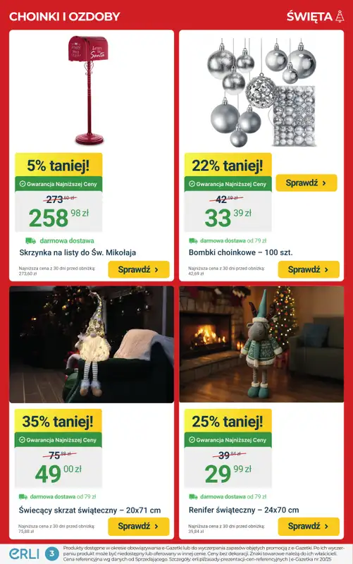 ERLI - gazetka promocyjna MEGA RABATY na dekoracje i meble do domu! od piątku 19.12 do niedzieli 21.12 - strona 3