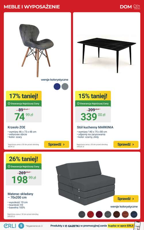 ERLI - gazetka promocyjna MEGA RABATY na dekoracje i meble do domu! od piątku 19.12 do niedzieli 21.12 - strona 5