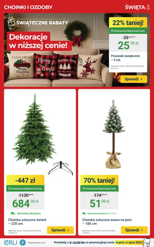ERLI - gazetka promocyjna MEGA RABATY na dekoracje i meble do domu! od piątku 19.12 do niedzieli 21.12 - strona 2