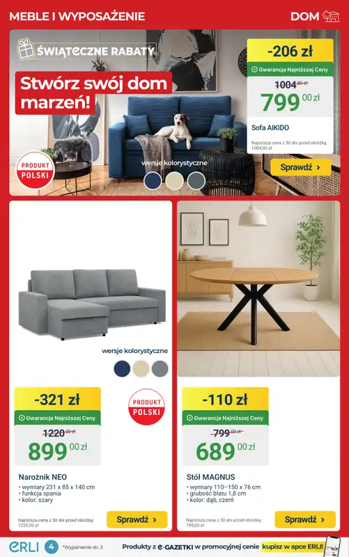 ERLI - gazetka promocyjna MEGA RABATY na dekoracje i meble do domu! od piątku 19.12 do niedzieli 21.12 - strona 4