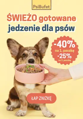PsiBufet - gazetka promocyjna -40% na pierwsze i -25% na drugie zamówienie od poniedziałku 05.01 do niedzieli 11.01
