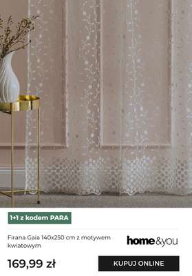 Firana Gaia 140x250 cm z motywem kwiatowym