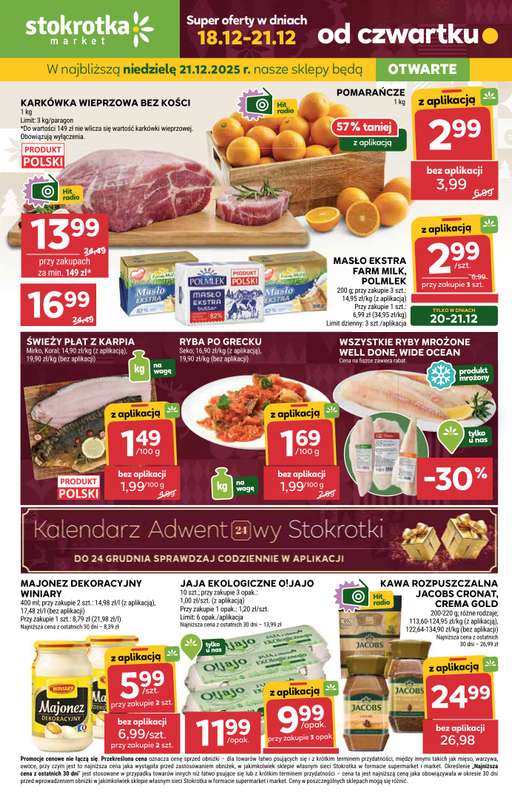 Stokrotka - gazetka promocyjna Gazetka Market od czwartku 18.12 do niedzieli 21.12