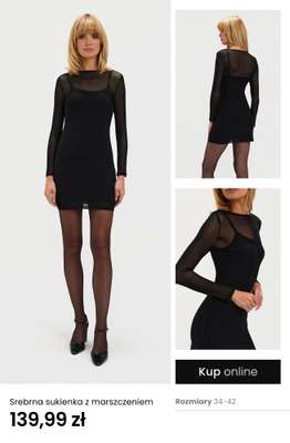 Srebrna sukienka z marszczeniem