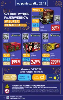 Aldi - gazetka promocyjna Szeroki wybór fajerwerków w super cenach Aldi! od poniedziałku 22.12 do soboty 27.12 - strona 2