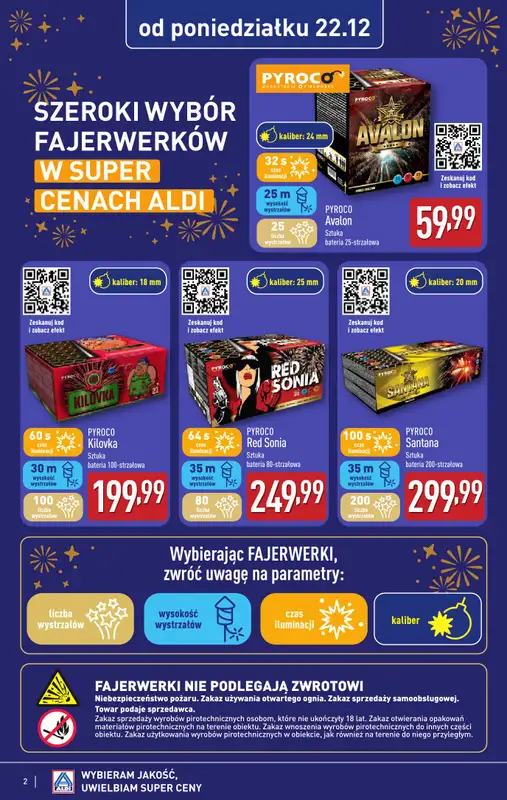 Aldi - gazetka promocyjna Szeroki wybór fajerwerków w super cenach Aldi!   - strona 2