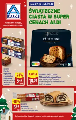Aldi - gazetka promocyjna Świąteczne ciasta w super cenach Aldi! od poniedziałku 22.12 do wtorku 23.12