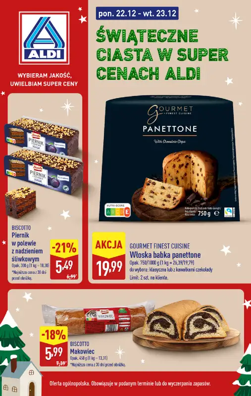 Aldi - gazetka promocyjna Świąteczne ciasta w super cenach Aldi!  