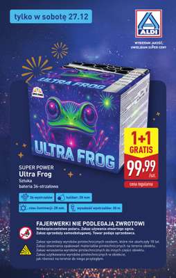 Aldi - gazetka promocyjna Fajerwerki SUPER POWER Ultra Frog w Aldi! od soboty 27.12 do soboty 27.12