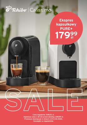 Tchibo - gazetka promocyjna Ekspres Cafissimo PURE+ za 179,99zł od piątku 02.01 do poniedziałku 02.02