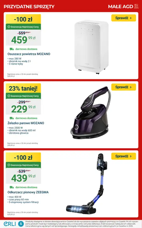 ERLI - gazetka promocyjna HITY CENOWE – małe AGD, meble i wyposażenie! od soboty 20.12 do niedzieli 04.01 - strona 5