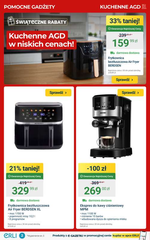 ERLI - gazetka promocyjna HITY CENOWE – małe AGD, meble i wyposażenie! od soboty 20.12 do niedzieli 04.01 - strona 2