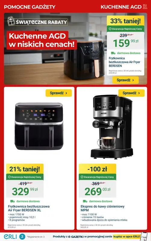 ERLI - gazetka promocyjna HITY CENOWE – małe AGD, meble i wyposażenie! od soboty 20.12 do niedzieli 04.01 - strona 2