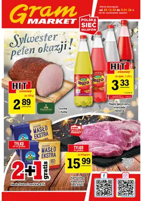 Gram Market - gazetka promocyjna Gazetka od poniedziałku 29.12 do poniedziałku 05.01