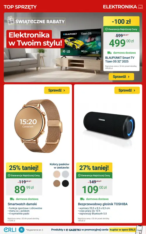ERLI - gazetka promocyjna Zabawki i elektronika taniej! od poniedziałku 22.12 do niedzieli 04.01 - strona 4