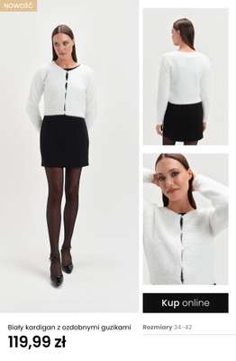 Biały kardigan z ozdobnymi guzikami