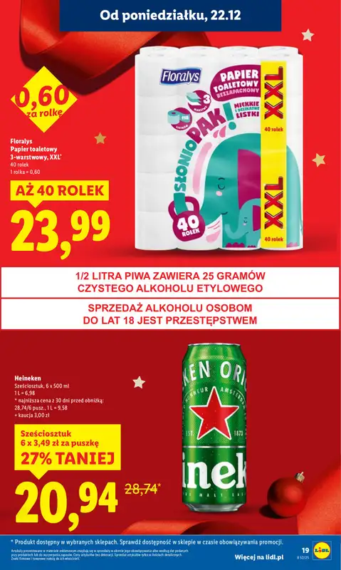 Lidl - gazetka promocyjna Oferta od poniedziałku od poniedziałku 22.12 do wtorku 23.12 - strona 19