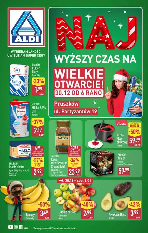 Aldi - gazetka promocyjna PRUSZKÓW: WIELKIE OTWARCIE już we wtorek: 30.12! od wtorku 30.12 do środy 31.12