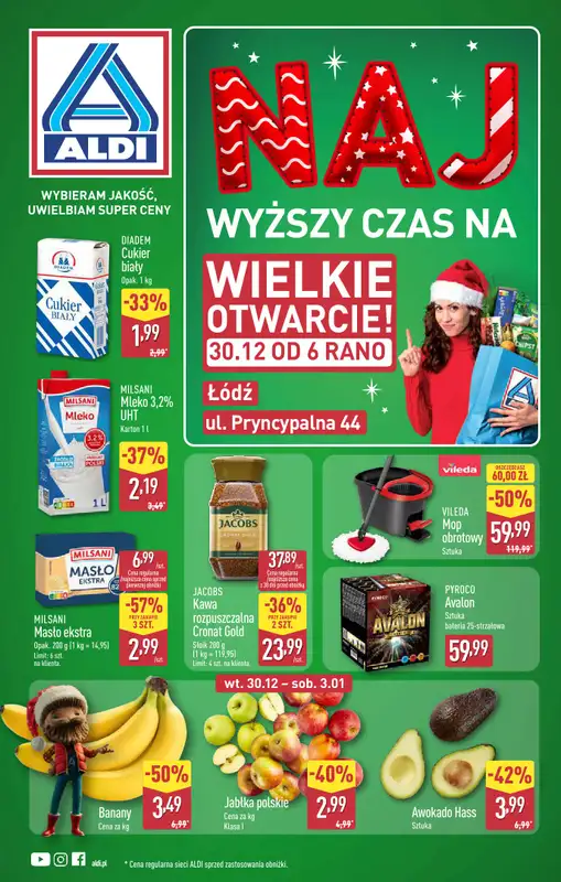 Aldi - gazetka promocyjna ŁÓDŹ: WIELKIE OTWARCIE już we wtorek: 30.12!  
