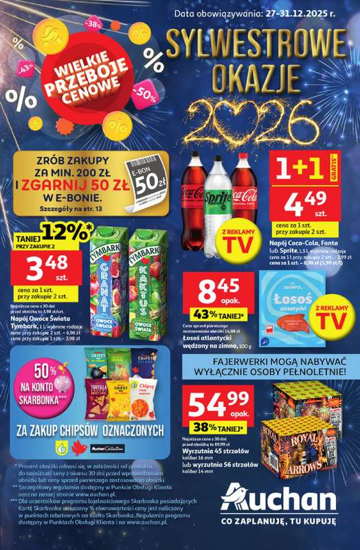 Auchan - gazetka promocyjna Gazetka Sylwestrowe Okazje od soboty 27.12 do środy 31.12