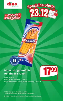 Dino - gazetka promocyjna Maszynki do golenia 10 szt. - oferta na 23.12 | Promocje spoza gazetki od wtorku 23.12 do wtorku 23.12