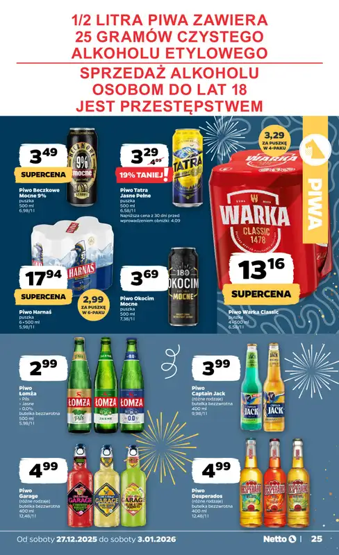 Netto - gazetka promocyjna Gazetka Spożywcza od soboty 27.12 do soboty 03.01 - strona 25