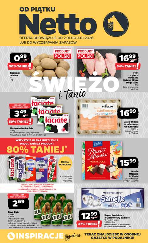 Netto - gazetka promocyjna Gazetka Spożywcza od piątku 02.01 do soboty 03.01