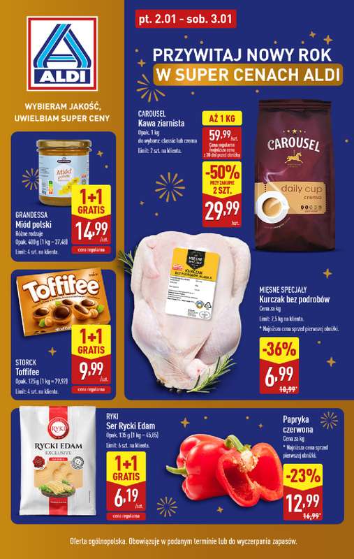 Aldi - gazetka promocyjna Przywitaj nowy rok w super cenach Aldi! od piątku 02.01 do soboty 03.01
