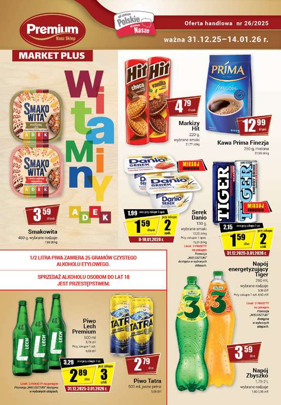 Premium - gazetka promocyjna Gazetka Premium Market Plus od środy 31.12 do środy 14.01