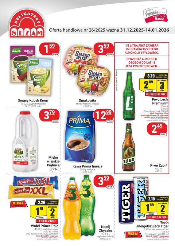 Delikatesy Sezam - gazetka promocyjna Gazetka od środy 31.12 do środy 14.01