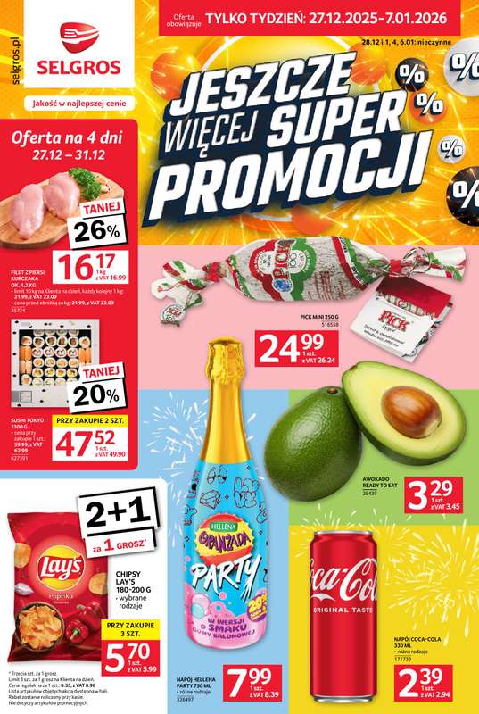 Selgros - gazetka promocyjna Jeszcze więcej super promocji! od soboty 27.12 do środy 07.01