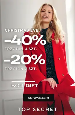 Top Secret - gazetka promocyjna -40% na WSZYSTKO przy zakupie min. 4 sztuk od wtorku 23.12 do poniedziałku 29.12