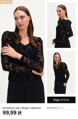 Koronkowy top z długim rękawem