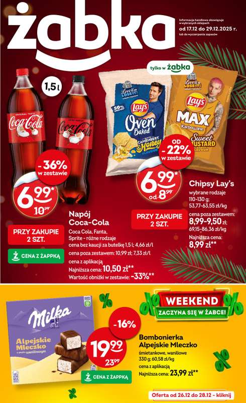 Żabka - gazetka promocyjna Gazetka od środy 17.12 do poniedziałku 29.12