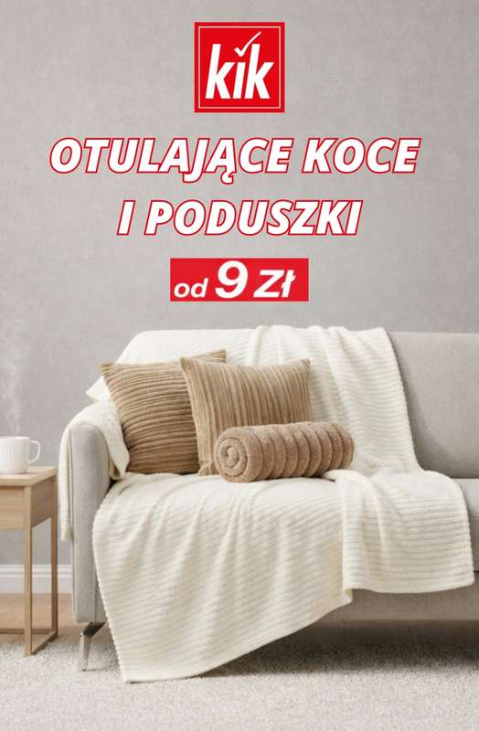 KiK - gazetka promocyjna Otulające koce i poduszki – od 9 zł od wtorku 23.12 