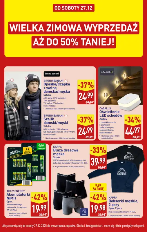 Aldi - gazetka promocyjna Wielka zimowa wyprzedaż aż do 50% taniej w Aldi! od soboty 27.12 do soboty 27.12 - strona 4